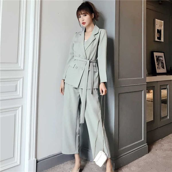 autumn winter women lace up pant suit notched blazer jacket wide leg office female sets 210930, White
autumn winter women lace up pant suit notched blazer jacket wide leg office female sets 210930, White