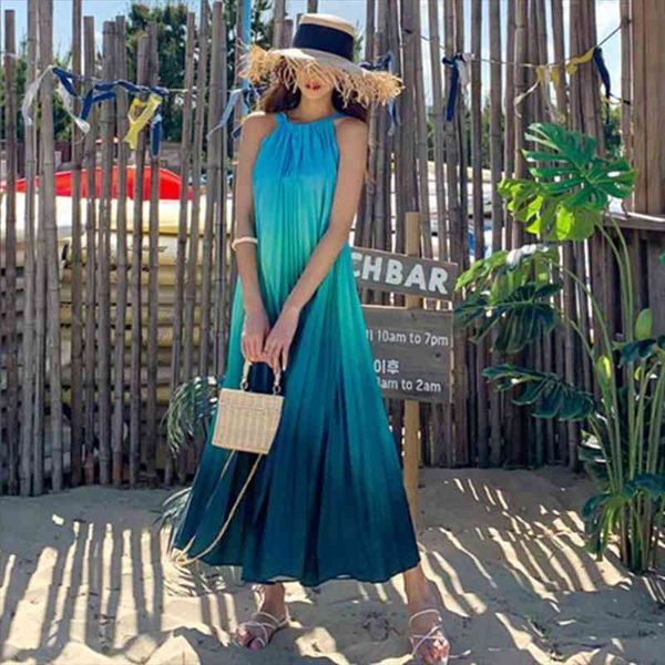 summer chic fashion maxi long vacation sundress gradient color loose pleated dresses womens sleeveless halter dinner dress, Black;gray
summer chic fashion maxi long vacation sundress gradient color loose pleated dresses womens sleeveless halter dinner dress, Black;gray
