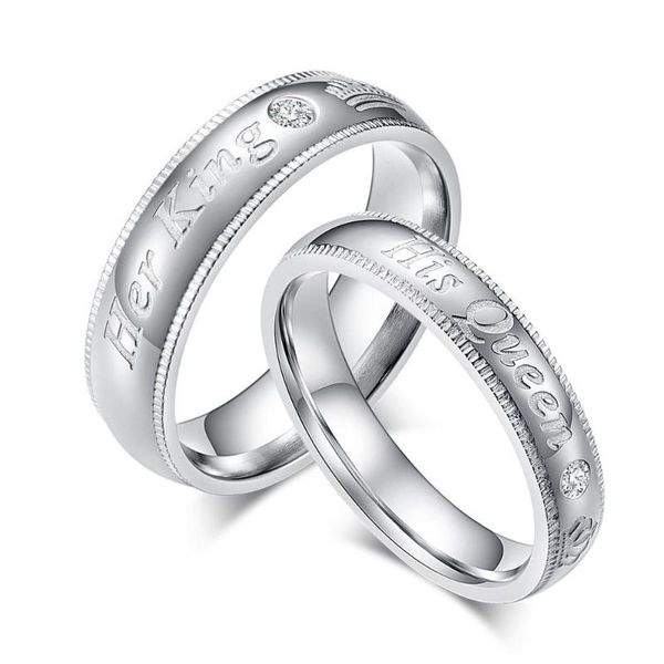 wedding rings silver color titanium romantic couple ring her king and his queen engagement women men jewelry gift, Slivery;golden
wedding rings silver color titanium romantic couple ring her king and his queen engagement women men jewelry gift, Slivery;golden