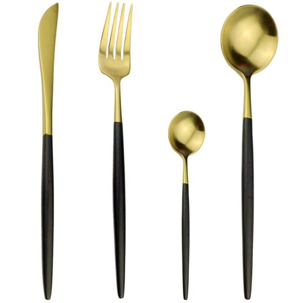 4pcs black gold dinnerware set 18/10 stainless steel cutlery dinner knife fork white pink utensils drop sets
4pcs black gold dinnerware set 18/10 stainless steel cutlery dinner knife fork white pink utensils drop sets