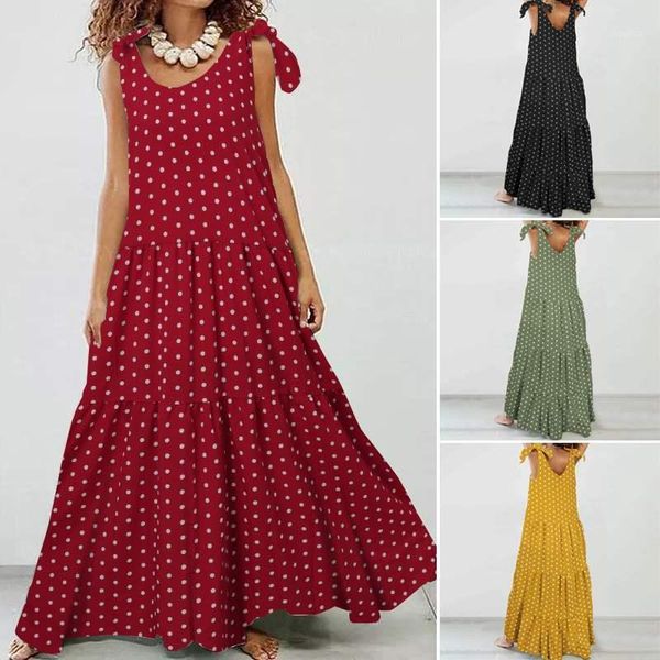 women's summer printed sundress stylish polka dot maxi dress casual bow ruffle vestidos female sleeveless robe 5xl dresses, Black;gray
women's summer printed sundress stylish polka dot maxi dress casual bow ruffle vestidos female sleeveless robe 5xl dresses, Black;gray