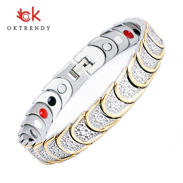 link, chain oktrendy golden plated titanium 4 elements magnetic therapy high strength power magnet bracelets for men health care jewelry, Black
link, chain oktrendy golden plated titanium 4 elements magnetic therapy high strength power magnet bracelets for men health care jewelry, Black