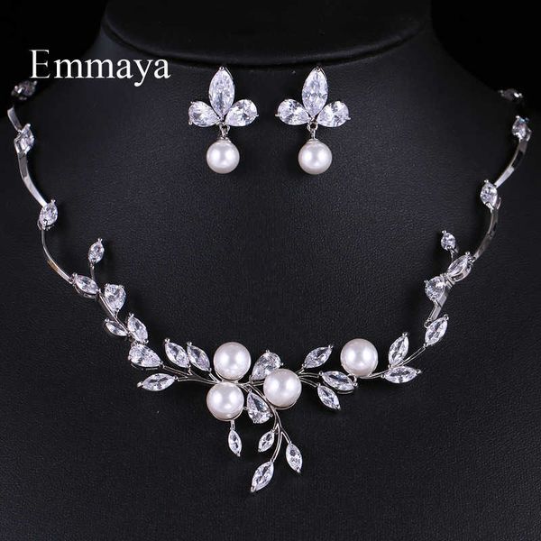 emmaya luxury style growing leaves with pearl cubic zircon elegant jewellry sets earring necklace for women attending party h1022, Silver
emmaya luxury style growing leaves with pearl cubic zircon elegant jewellry sets earring necklace for women attending party h1022, Silver