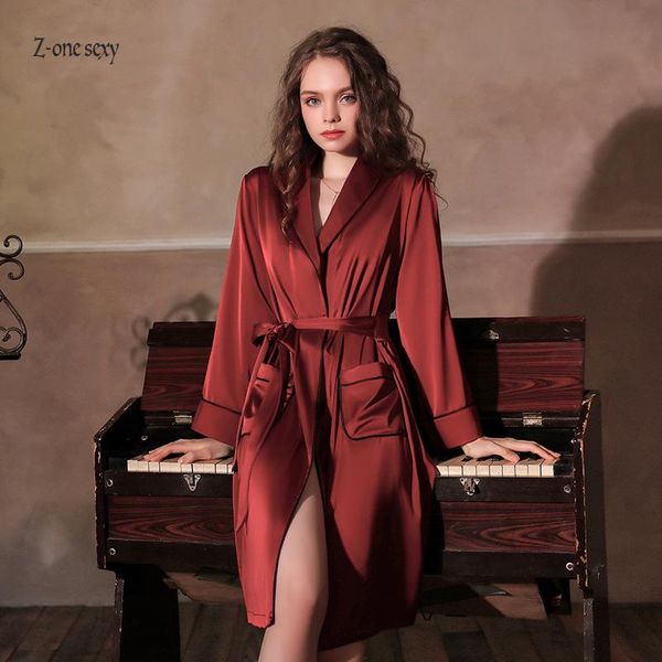 women's sleepwear robe european and american autumn winter deep v long bathrobe household suit, Black;red 
women's sleepwear robe european and american autumn winter deep v long bathrobe household suit, Black;red