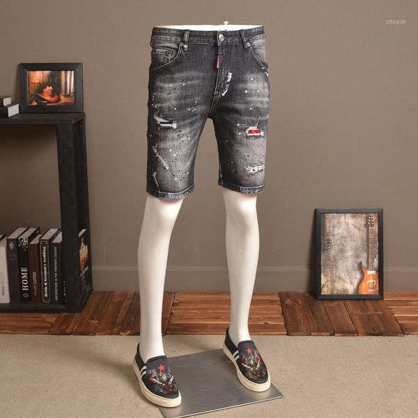 denim summer shorts thin men stretch slim fit jeans vintage spray painting patch knee length pants men's, Blue
denim summer shorts thin men stretch slim fit jeans vintage spray painting patch knee length pants men's, Blue