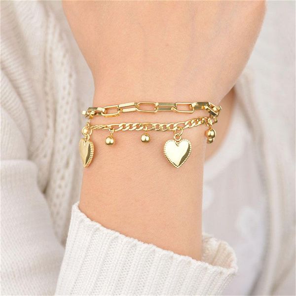 charm bracelets fashion bracelet stainless steel link chain bead heart for women jewelry pulsera mujer z4, Golden;silver
charm bracelets fashion bracelet stainless steel link chain bead heart for women jewelry pulsera mujer z4, Golden;silver