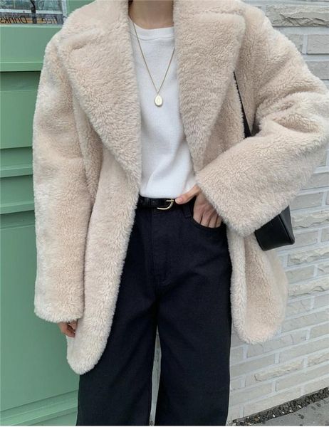 women's fur & faux 2021 women korea chic long teddy coat autumn winter female casual warm overcoat turn-down collar parka, Black
women's fur & faux 2021 women korea chic long teddy coat autumn winter female casual warm overcoat turn-down collar parka, Black