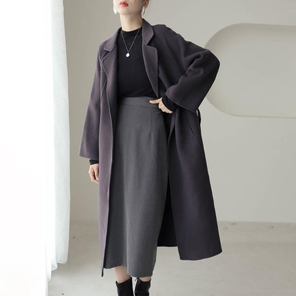 women's wool & blends autumn winter women elegant long coat solid color sleeve jacket outerwear korean ladies loose overcoat, Black
women's wool & blends autumn winter women elegant long coat solid color sleeve jacket outerwear korean ladies loose overcoat, Black
