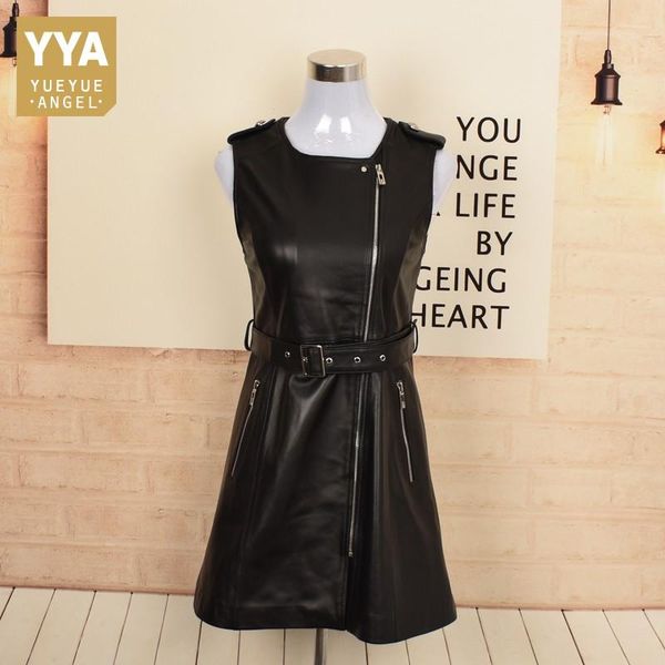 casual dresses women o-neck genuine leather dress spring autumn biker sheepskin short punk style sashes zipper sleeveless tank, Black;gray
casual dresses women o-neck genuine leather dress spring autumn biker sheepskin short punk style sashes zipper sleeveless tank, Black;gray