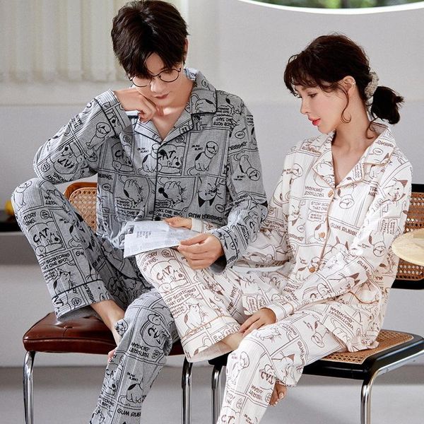 men's sleepwear japanese manga print men pajamas set autumn winter lapel shirt women long sleeve home wear knitted cotton sweet lovers, Black;brown
men's sleepwear japanese manga print men pajamas set autumn winter lapel shirt women long sleeve home wear knitted cotton sweet lovers, Black;brown