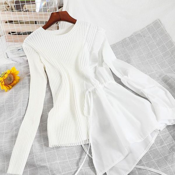 women's sweaters 2021 autumn fashion tide long sleeve loose solid color t-shirt splicing cotton pullover sweater women u570, White;black
women's sweaters 2021 autumn fashion tide long sleeve loose solid color t-shirt splicing cotton pullover sweater women u570, White;black