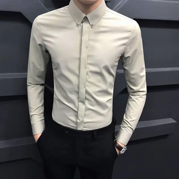 men's casual shirts men 2021 spring fashion long sleeve dress solid color slim fit blouses male business work chemise homme o231, White;black
men's casual shirts men 2021 spring fashion long sleeve dress solid color slim fit blouses male business work chemise homme o231, White;black