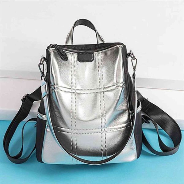 fashion vintage school shoulder bag bagpack women backpack silver reflective leather backpacks teenage
fashion vintage school shoulder bag bagpack women backpack silver reflective leather backpacks teenage