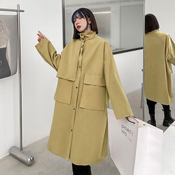 women's trench coats superaen workmanship turtleneck coat 2021 autumn loose slim solid medium and long casual cardigan, Tan;black
women's trench coats superaen workmanship turtleneck coat 2021 autumn loose slim solid medium and long casual cardigan, Tan;black