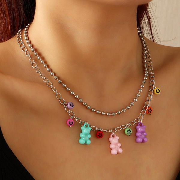 chokers multilayer heart handmade candy colors cute jelly cartoon bear charm necklace for women girl daily jewelry party gifts, Golden;silver
chokers multilayer heart handmade candy colors cute jelly cartoon bear charm necklace for women girl daily jewelry party gifts, Golden;silver