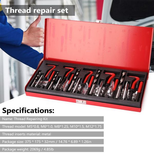 professional hand tool sets 88pcs / 131pcs car thread repairing kit tools spanner wrench inserts drill tap set for restoring damaged threads
professional hand tool sets 88pcs / 131pcs car thread repairing kit tools spanner wrench inserts drill tap set for restoring damaged threads