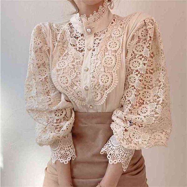 spring autumn women fashion elegant lace hollow out long sleeve shirts female korean solid femininas blouse 210603, White
spring autumn women fashion elegant lace hollow out long sleeve shirts female korean solid femininas blouse 210603, White