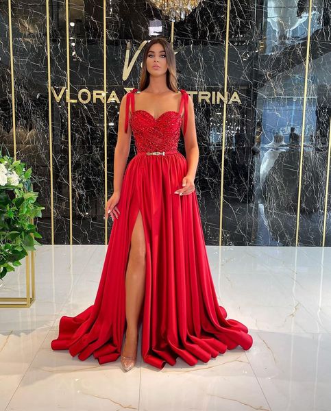 a line long ruched side split prom dresses with sash beaded sweetheart spaghetti women special occasion formal evening gowns, Black
a line long ruched side split prom dresses with sash beaded sweetheart spaghetti women special occasion formal evening gowns, Black