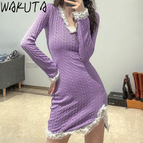 casual dresses wakuta knit long sleeve skinny mini dress women autumn lace split patchwork purple bodycon slim elegant clubwear, Black;gray
casual dresses wakuta knit long sleeve skinny mini dress women autumn lace split patchwork purple bodycon slim elegant clubwear, Black;gray