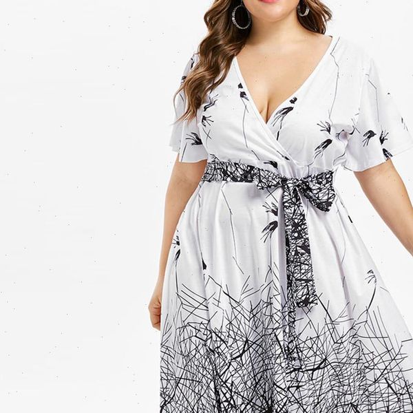 38 women dresses womens dress fashion large size v neck bow bandage short sleeve print a line, Black;gray
38 women dresses womens dress fashion large size v neck bow bandage short sleeve print a line, Black;gray