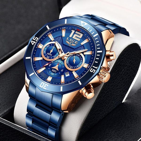 wristwatches lige mens watches stainless steel sport waterproof watch men fashion blue chronograph quartz clock reloj hombr, Slivery;brown
wristwatches lige mens watches stainless steel sport waterproof watch men fashion blue chronograph quartz clock reloj hombr, Slivery;brown