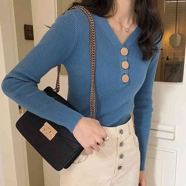 sweaters casual v-neck buttons sweaters women pullovers long-sleeved slim knitted jumpers female spring vlot, White;black 
sweaters casual v-neck buttons sweaters women pullovers long-sleeved slim knitted jumpers female spring vlot, White;black