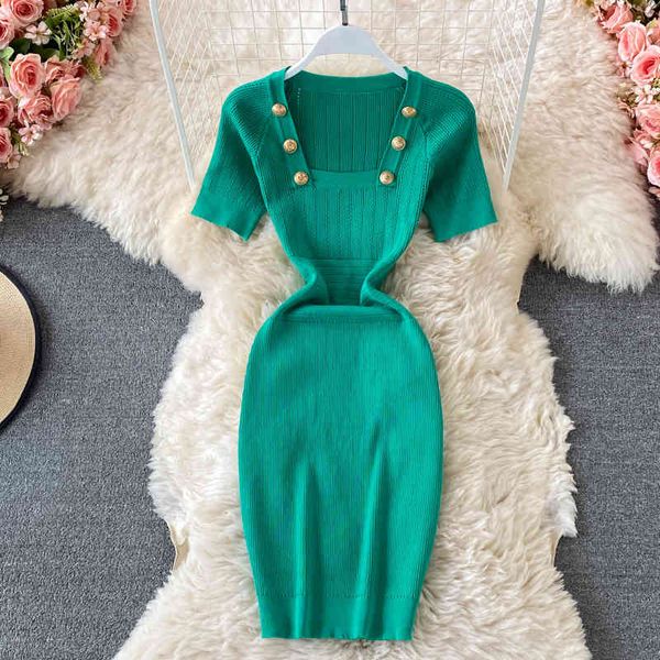 two piece dress 2021 summer short-sleeve knit women elegant pure color buttons square collar slim fit stretch casual work party mi, White
two piece dress 2021 summer short-sleeve knit women elegant pure color buttons square collar slim fit stretch casual work party mi, White