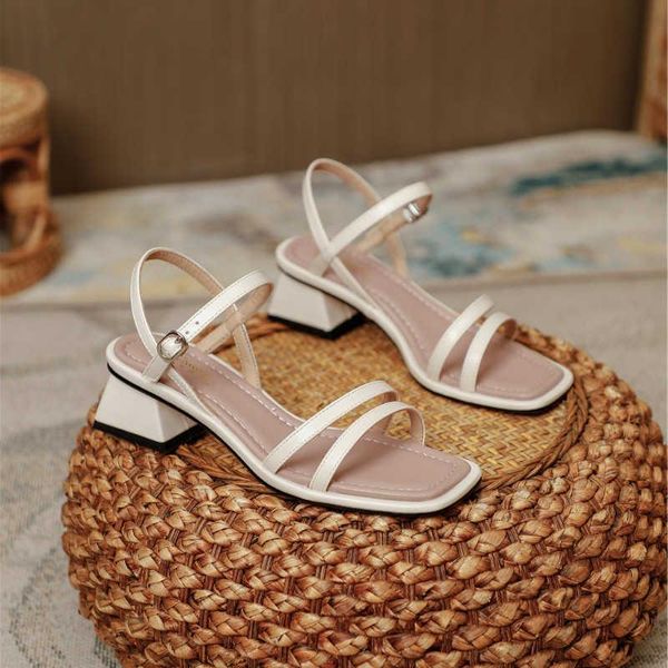 sandals 2021 summer style square net red one with thick heel, Black