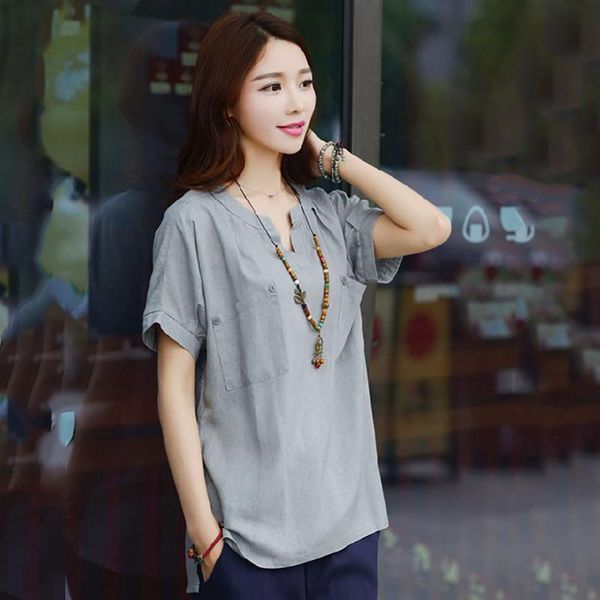 women's blouses & shirts summer women casual pure color loose oversized female v-neck temperament korean style blusas pockets #t3g, White
women's blouses & shirts summer women casual pure color loose oversized female v-neck temperament korean style blusas pockets #t3g, White