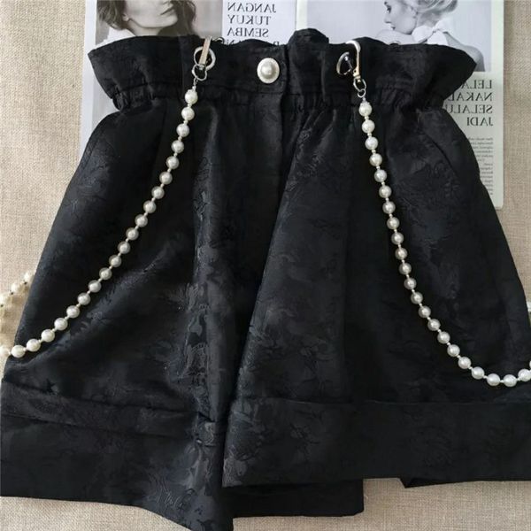 women's shorts fashionable summer vinatge women high-waist loose luxury pearl strap embroidered casual brand 2021 clothes 8tao, White;black
women's shorts fashionable summer vinatge women high-waist loose luxury pearl strap embroidered casual brand 2021 clothes 8tao, White;black
