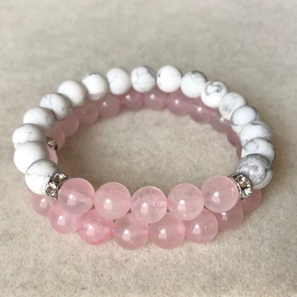 tennis 8mm rose q-uartz & white howlite bracelet set for women femme mala beads beaded wrist healing spirituality jewelry, Golden;silver
tennis 8mm rose q-uartz & white howlite bracelet set for women femme mala beads beaded wrist healing spirituality jewelry, Golden;silver
