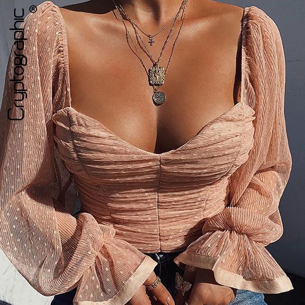 cryptographic square collar ruched blouse shirts female see through mesh polka dot fashion long sleeve crop shirt, Black;white
cryptographic square collar ruched blouse shirts female see through mesh polka dot fashion long sleeve crop shirt, Black;white