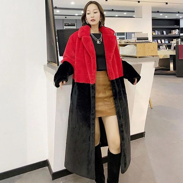 women's fur & faux winter women furry warm coat long jacket mixed color thick oversize female plush coats, Black
women's fur & faux winter women furry warm coat long jacket mixed color thick oversize female plush coats, Black