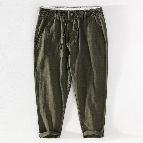 men's pants h004 stripe linen casual breathable sport thin comfortable japan style fresh drawstring zipper elastic waist trousers, Black
men's pants h004 stripe linen casual breathable sport thin comfortable japan style fresh drawstring zipper elastic waist trousers, Black