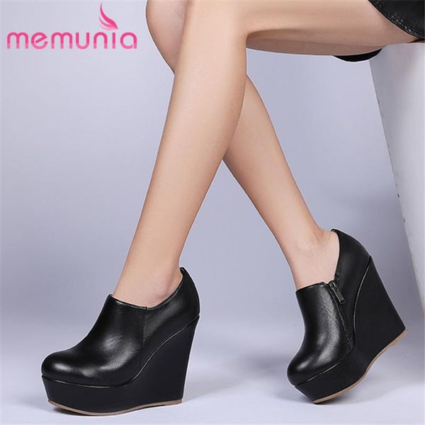 arrival genuine leather pumps women wedges platform shoes round toe zip spring autumn prom ladies dress, Black
arrival genuine leather pumps women wedges platform shoes round toe zip spring autumn prom ladies dress, Black