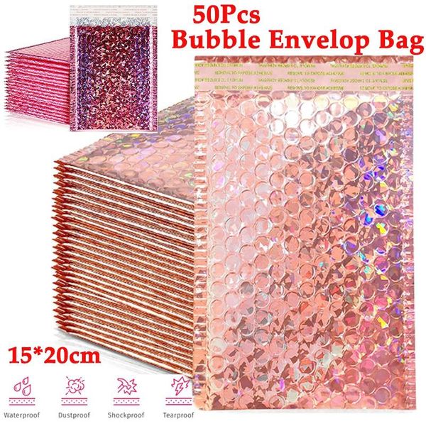 storage bags 50pcs 15x20cm pink holographic metallic bubble mailer luxury padded packaging envelopes
storage bags 50pcs 15x20cm pink holographic metallic bubble mailer luxury padded packaging envelopes