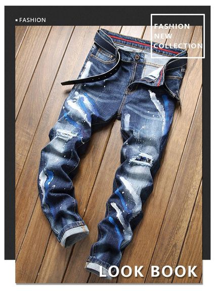 european and american style jeans men's tide brand autumn winter brush paint hole patch personality long pants, Blue
european and american style jeans men's tide brand autumn winter brush paint hole patch personality long pants, Blue
