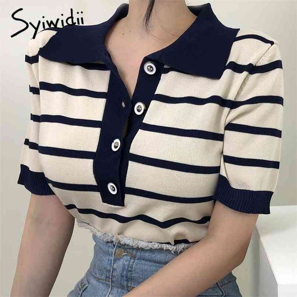 button up t-shirt women striped short sleeve casual spliced clothes summer korean fashion shirt 210607, White
button up t-shirt women striped short sleeve casual spliced clothes summer korean fashion shirt 210607, White