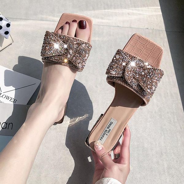 slippers rimocy pink shiny sequin low heel women open toe buckle crystal flip flops woman summer vacation party slides, Black
slippers rimocy pink shiny sequin low heel women open toe buckle crystal flip flops woman summer vacation party slides, Black