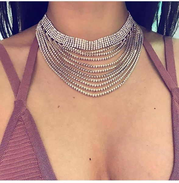 pendant necklaces multi-layers tassel rhinestone choker statement for women fashion chokers female collar jewelry party wedding necklace, Silver
pendant necklaces multi-layers tassel rhinestone choker statement for women fashion chokers female collar jewelry party wedding necklace, Silver