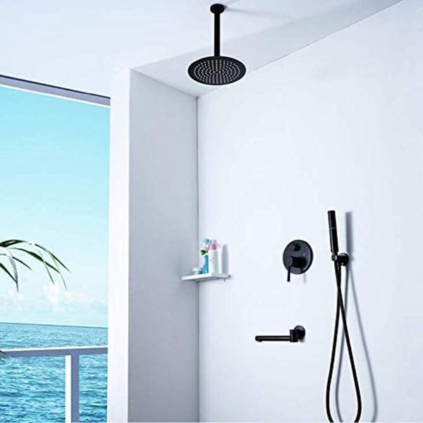luxury 10 inch round rain shower head bathroom faucet system with 2-function hand-held and foldable tub spout, matte black sets
luxury 10 inch round rain shower head bathroom faucet system with 2-function hand-held and foldable tub spout, matte black sets