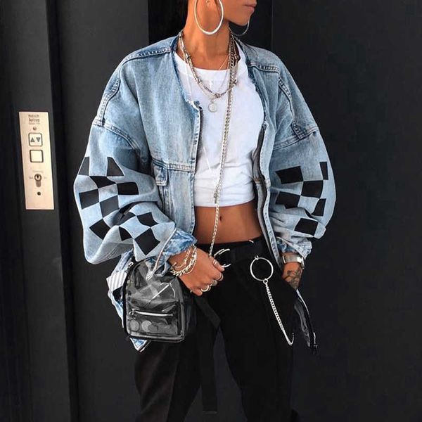 jean jacket women denim jackets autumn winter loose plaid zipper streewear hip hop coats jackets ladies plus size 5xl 210702, Black;brown
jean jacket women denim jackets autumn winter loose plaid zipper streewear hip hop coats jackets ladies plus size 5xl 210702, Black;brown