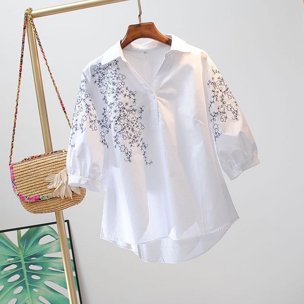 vanovich women's blouses spring and summer embroidered fashion casual ladies v-neck women clothing 210615, White
vanovich women's blouses spring and summer embroidered fashion casual ladies v-neck women clothing 210615, White