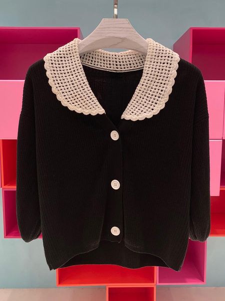 women's knits & tees 2021 autumn fashion wool knit cardigan women patchwork collar crochet hollow out drop shoulder short sweate, White
women's knits & tees 2021 autumn fashion wool knit cardigan women patchwork collar crochet hollow out drop shoulder short sweate, White