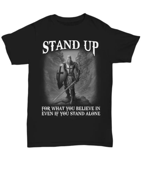 christian knight templar t-shirt warrior of god tee gift stand up for believe in, White;black 
christian knight templar t-shirt warrior of god tee gift stand up for believe in, White;black