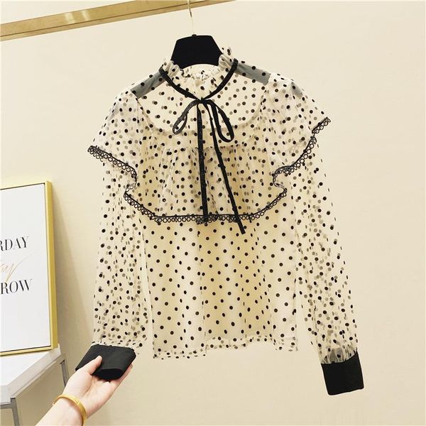 women's blouses & shirts fashion see through fall women 2021 autumn ruffles polka dot lace up designed chic long sleeve, White
women's blouses & shirts fashion see through fall women 2021 autumn ruffles polka dot lace up designed chic long sleeve, White