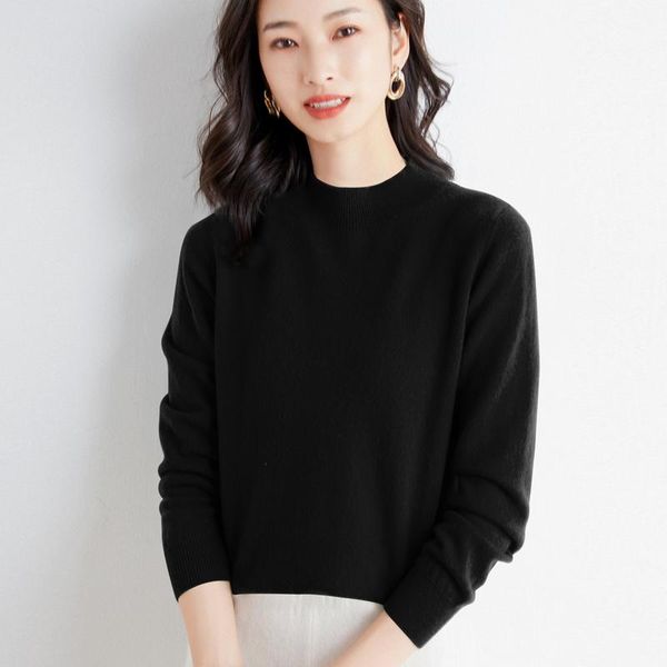 women's sweaters 2021 fashion knitted sweater solid half high collar winter womens pullover woman basic female clothing, White;black
women's sweaters 2021 fashion knitted sweater solid half high collar winter womens pullover woman basic female clothing, White;black