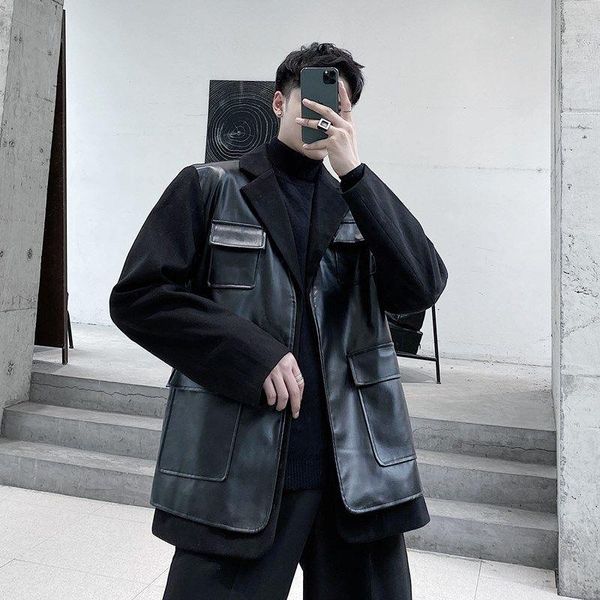 men's suit 2021 autumn winter slimming pure color fake two leather long-sleeve suits casual personality youth wear & blazers, White;black
men's suit 2021 autumn winter slimming pure color fake two leather long-sleeve suits casual personality youth wear & blazers, White;black