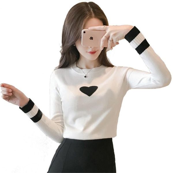 women's sweaters fashion cartoon heart pattern round neck pullover knitted sweater long sleeve bottoming shirt, White;black
women's sweaters fashion cartoon heart pattern round neck pullover knitted sweater long sleeve bottoming shirt, White;black