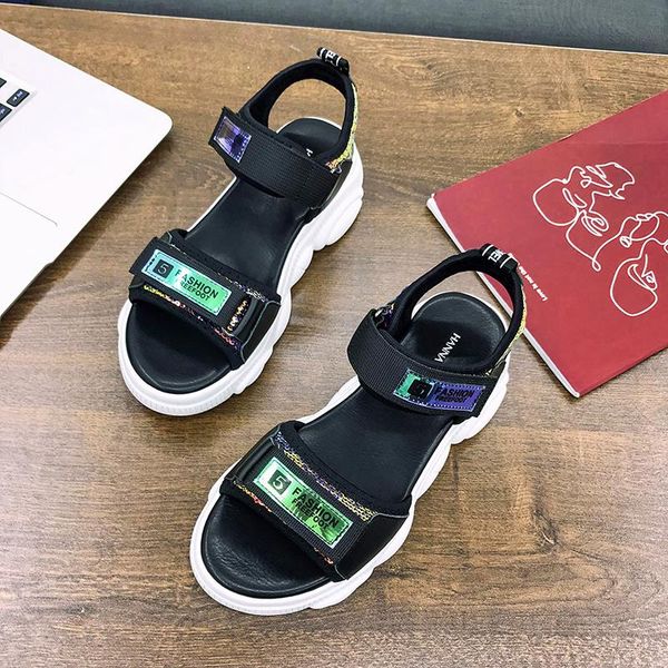 summer women net red open toe flat sole sandals female wild non slip platform thick beach slippers, Black
summer women net red open toe flat sole sandals female wild non slip platform thick beach slippers, Black